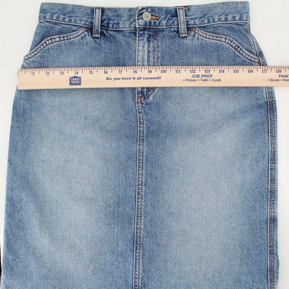 Vintage GAP Denim Skirt Light Wash Raw Hem Western Stitch100% Cotton No Stretch - Picture 11 of 12